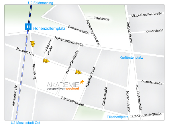 Umgebungsplan Isabellastraße 33 | Akademie Perspektivenwechsel